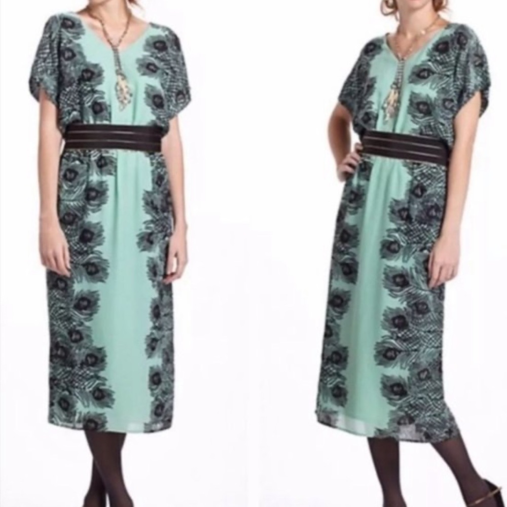 Anthropologie feather dress🖤🦚